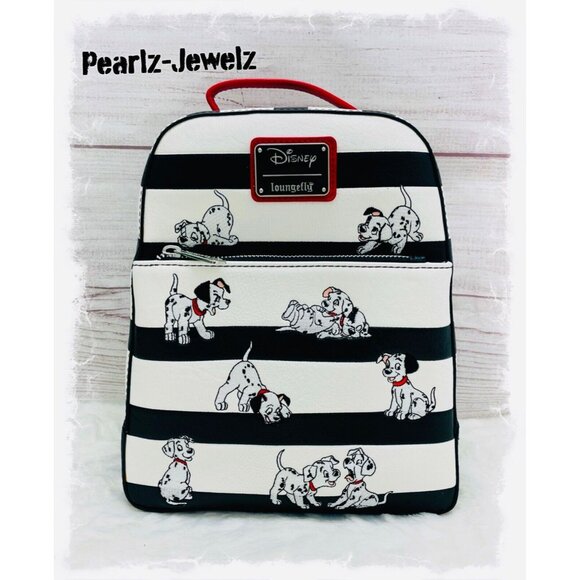 Loungefly Disney 101 Dalmatians Dogs Striped Mini Backpack NEW